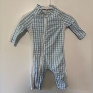 Swimzip Adorable Blue Checkered Kids Swim One Piece
